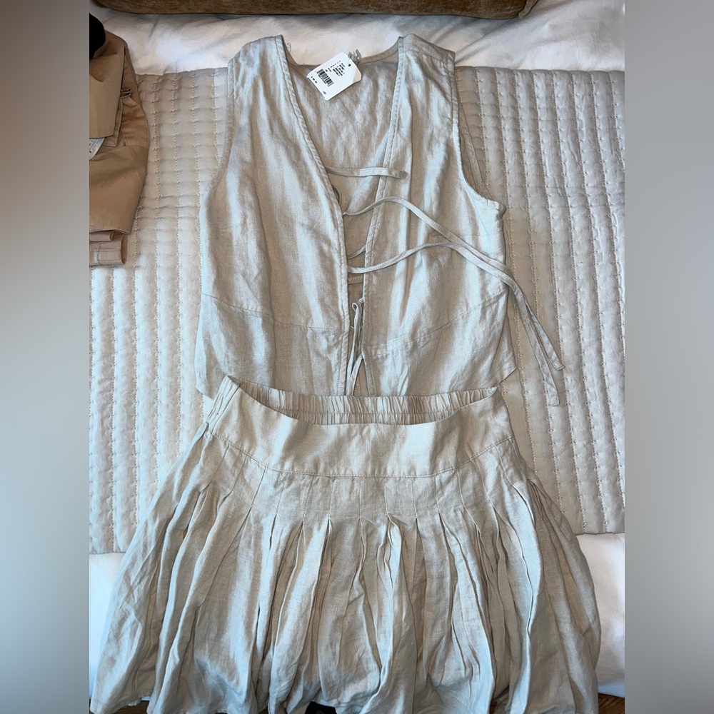 Free People Cream Skirt Set